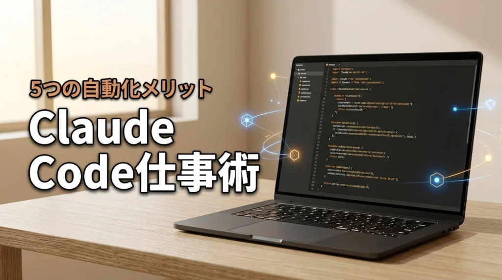 Claude Code仕事術でPCスキルを効率化！業務を自動化する5つのメリット（記事のアイキャッチ画像）