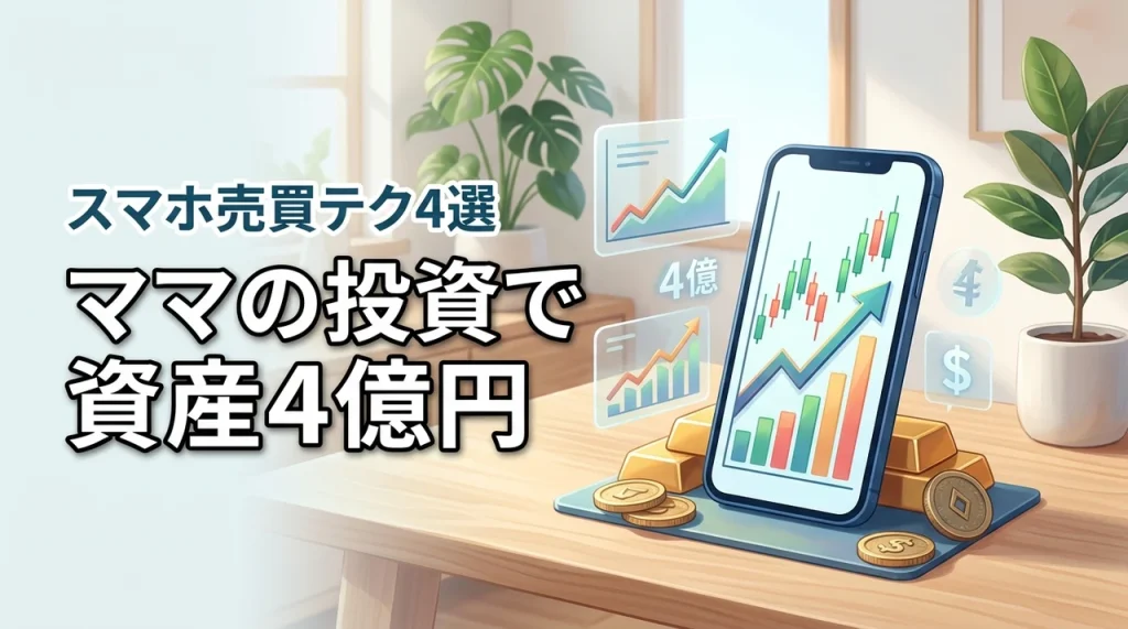 ママの投資でFIREを実現！スマホ副業で資産4億円を稼ぐ4つの売買テクニック（記事のアイキャッチ画像）
