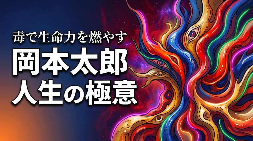 【自分の中に毒を持て】岡本太郎に学ぶ人生の極意！生命力を燃やす生き方の正解（記事のアイキャッチ画像）