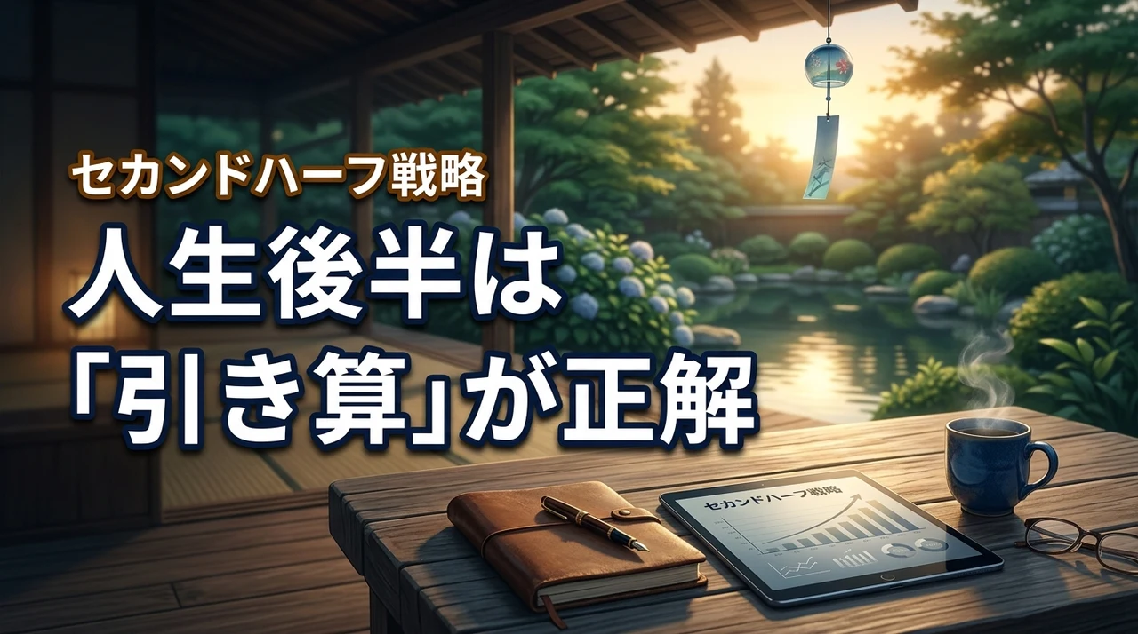 【セカンドハーフ戦略】人生後半は「引き算」が正解!豊かな老後を掴むためのマインド(記事のアイキャッチ画像)