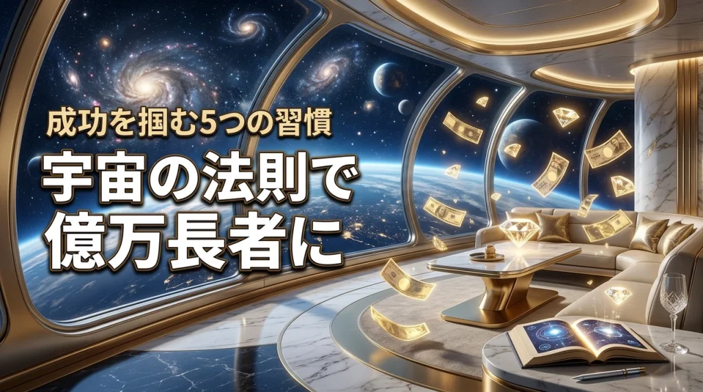 宇宙の法則で人生の成功を掴む！お金を稼ぐ億万長者になるための5つの習慣（記事のアイキャッチ画像）